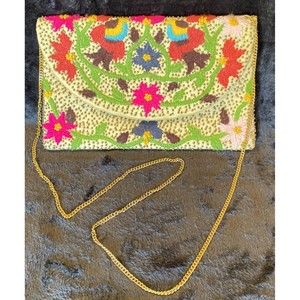 Alonda Beaded Clutch Purse Handbag Shoulder Bag Embroidered Beaded Chain Strap
